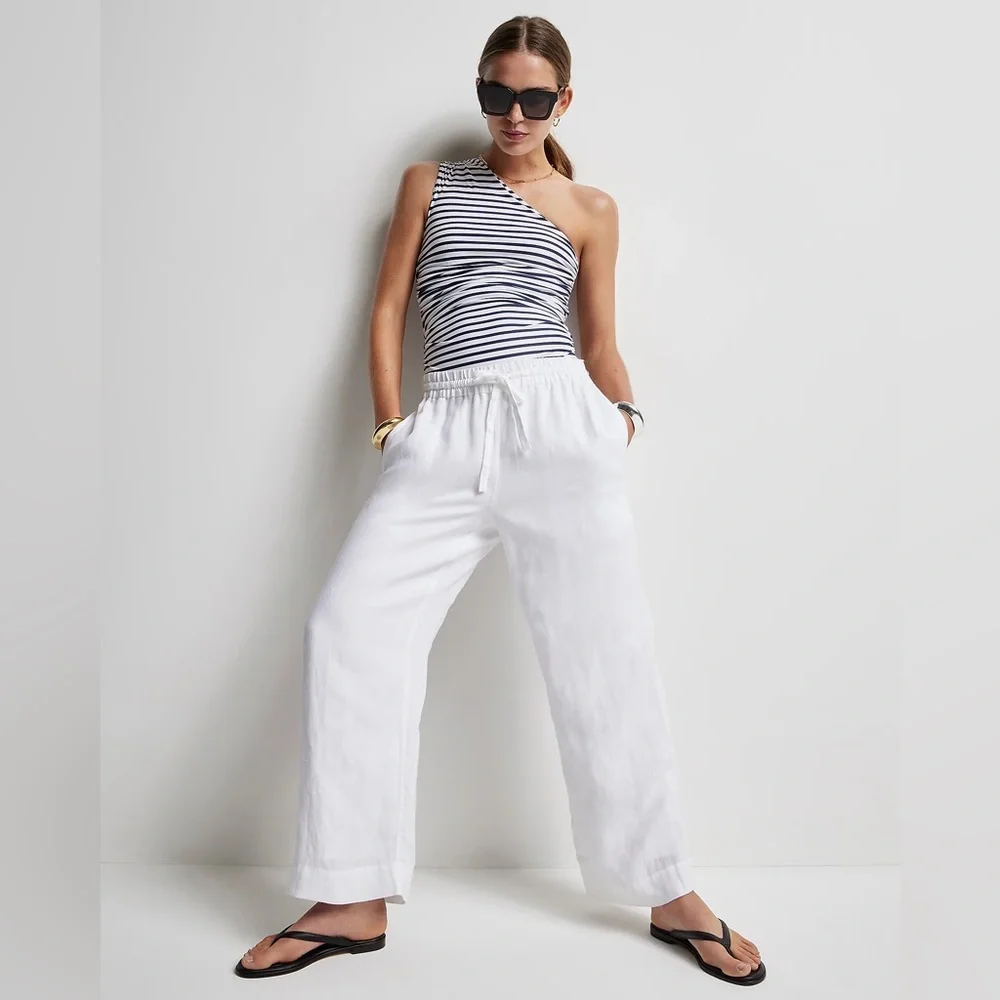J.Crew Linen Tall wide-leg seaside pant in linen BO812